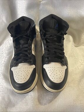 Nike Air Jordan 1 Mid — Black, White and Blue Men’s Sneakers